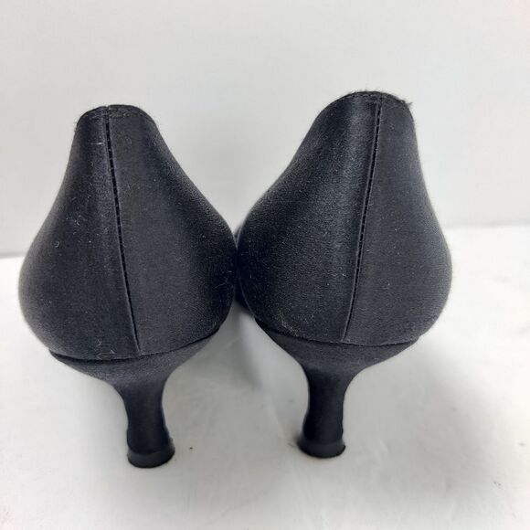 Stuart weitzman Peep Toe 2" Heel Black Satin Gathered Bow Sparkle Stars Sz 6.5 M - Picture 13 of 16